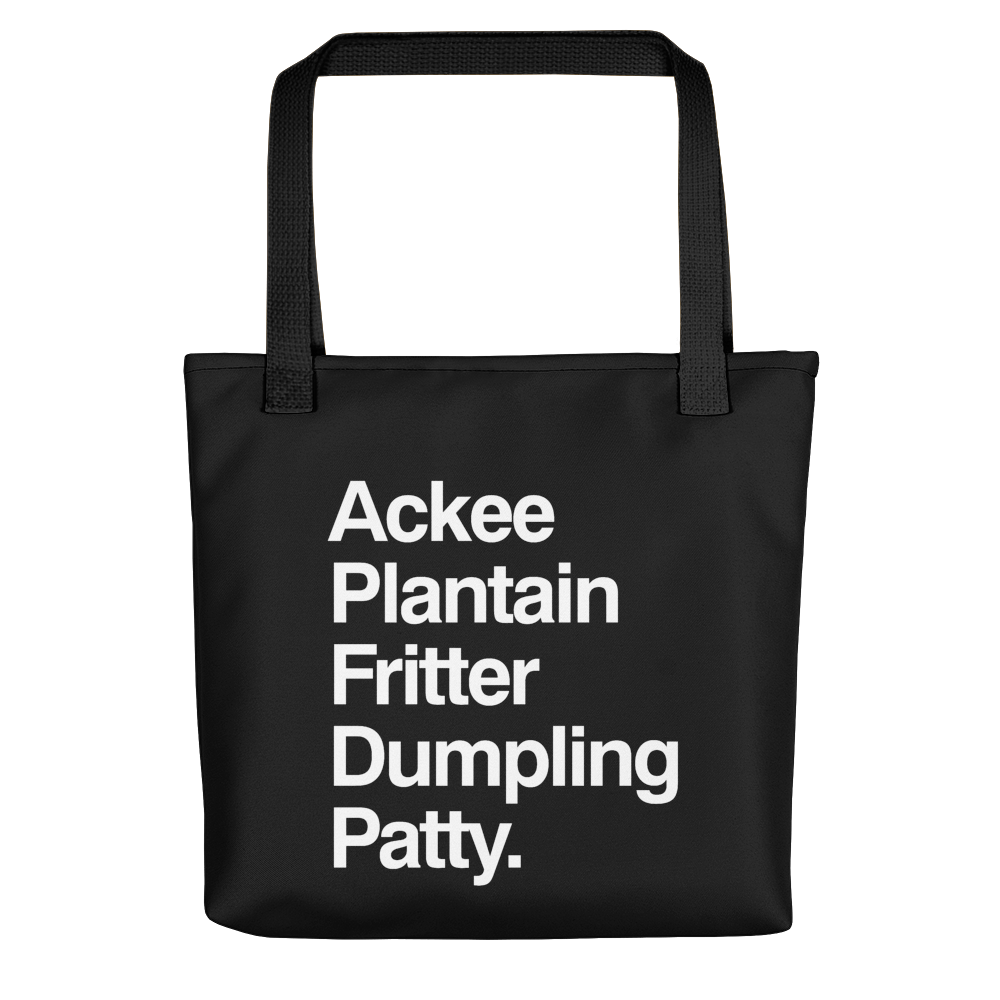 Jamaican Food List Tote bag