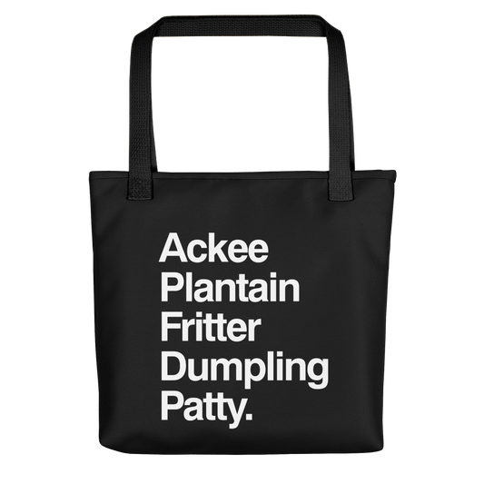 Jamaican Food List Tote bag